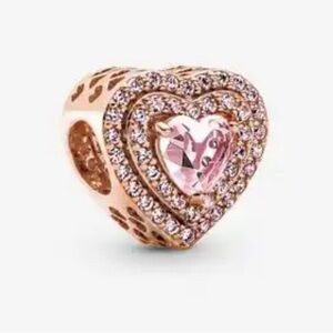 New rose gold pink heart pandora style charm